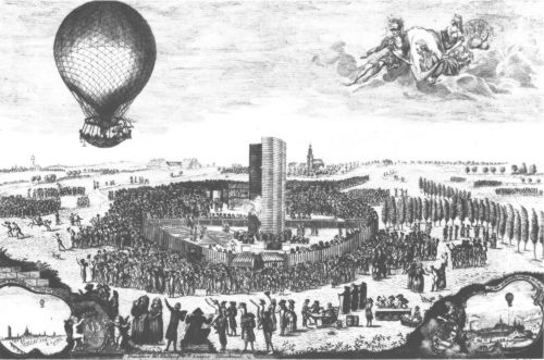 Blanchard startet im Heiluftballon von der Bornheimer Heide