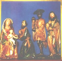 Sptgotische Figurengruppe der Anbetung der hl. Drei Knige